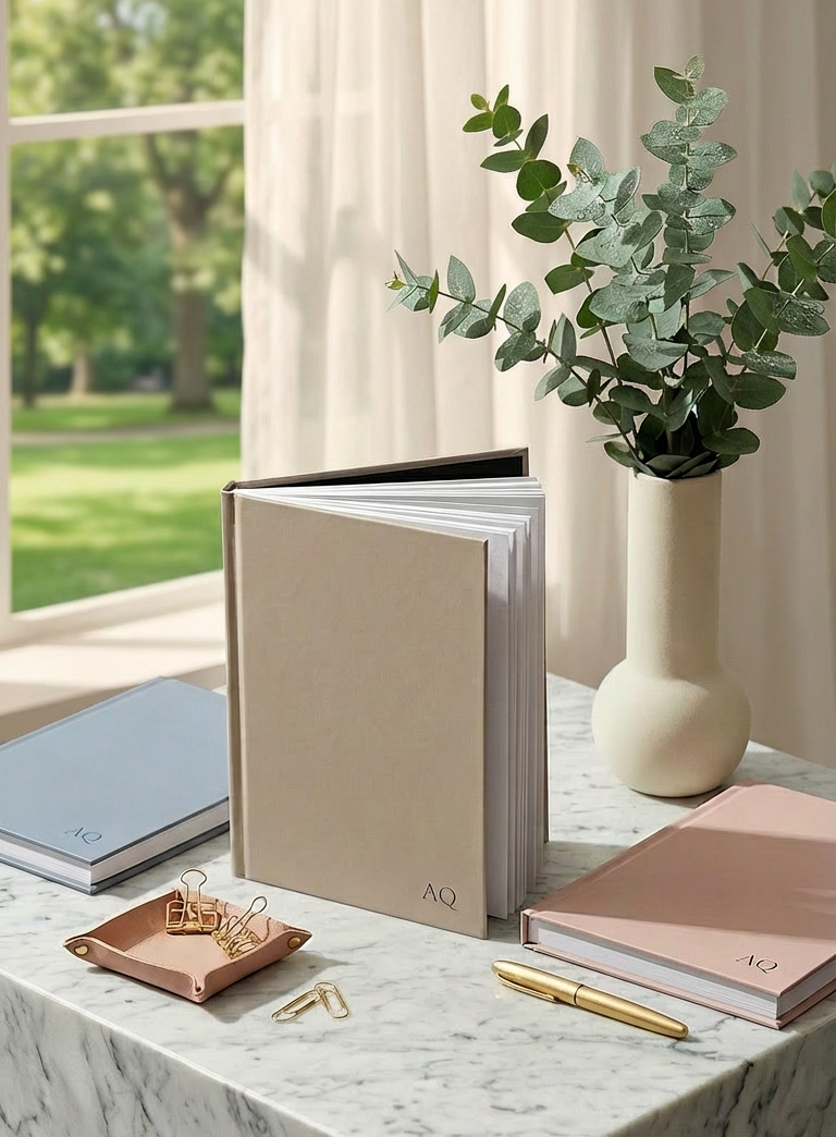 Avenue Quarter AQ blush monogram journal